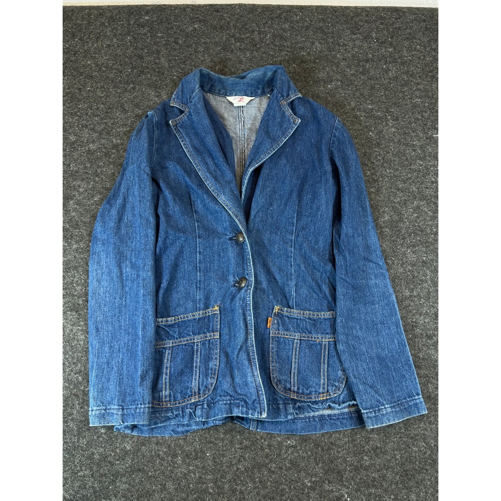 VTG 70s Levis Orange Tab Denim Blazer Jacket Movin On 1970s Cotton Blue Women S